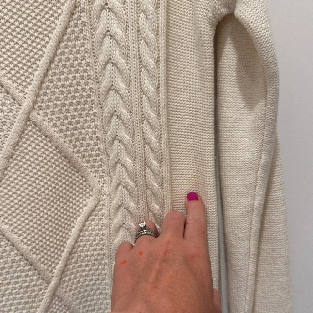 GAP Kids Ivory Cream Cable Knit Casual Long Sleeve Sweater Dress Youth XL
